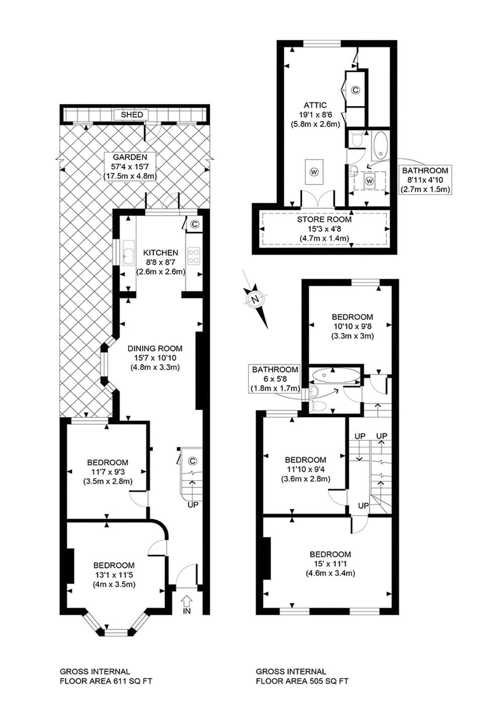 Standard listing floor plan of a two-storey house