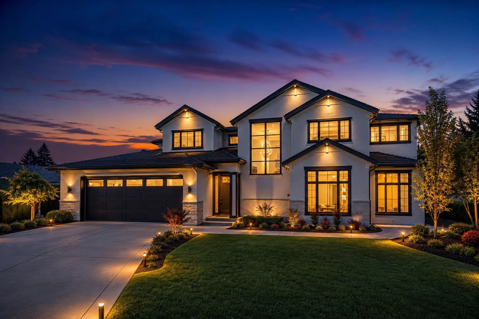 Twilight property exterior produced with HyperDusk