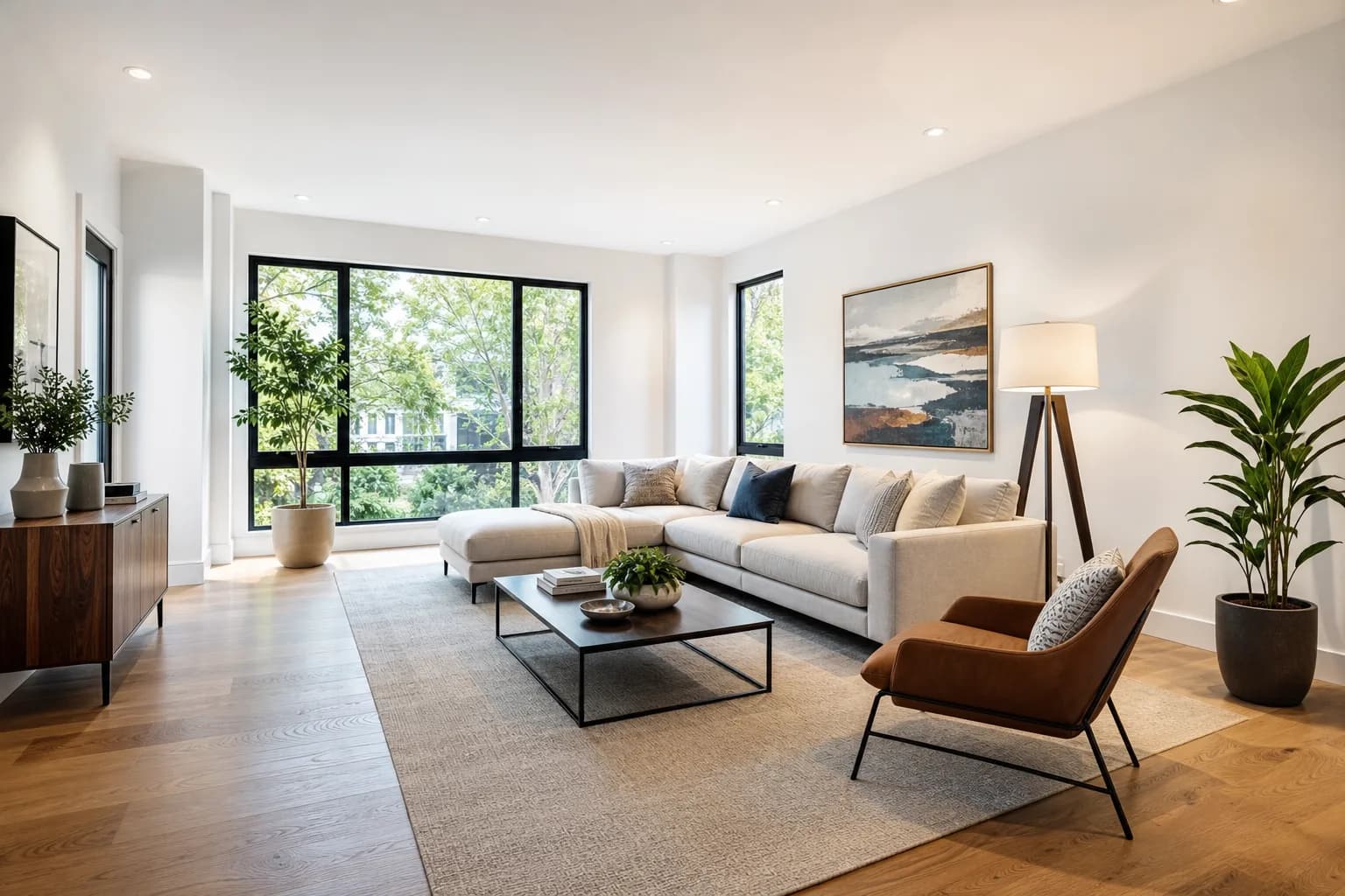Virtually staged living room